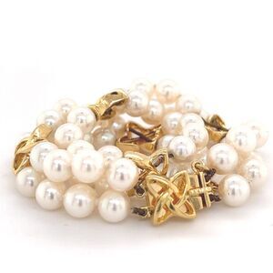 Mikimoto Estate Akoya Pearl Bracelet 18k Gold 5.1 mm Certified $4,950 210634